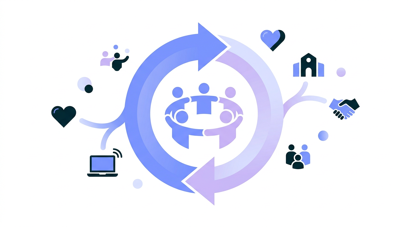 Illustration representing recurring sponsorship and partnership for nonprofit technology.