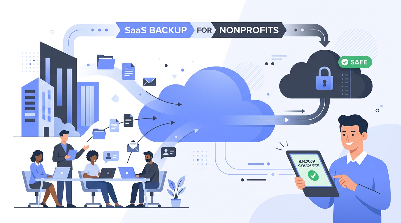 Illustration representing cloud data backup and recovery for nonprofit organizations
